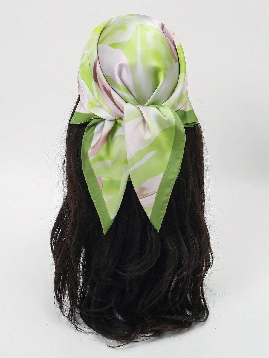 1pc Women's Lightweight Feather Print Bandana Scarf, Fresh And Flowy - Multicolor - View 1