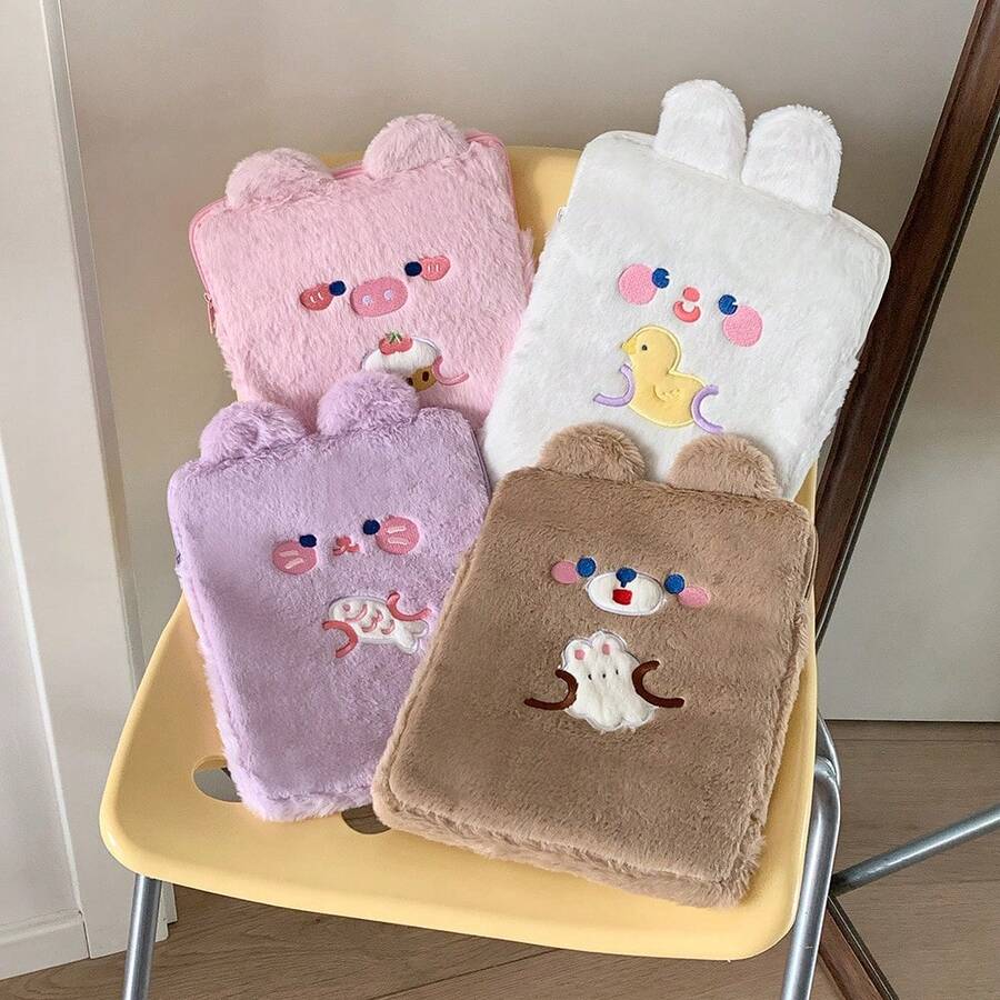 Cartoon Plush Tablet Sleeve Bag, Protective Inner Case For 10.5" & 11" Apple IPad, Tablet, Learning Pad - Multicolor - View 1