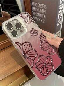 Ombre Glass Flower: Feather, Screen, Shell Lens Half-Wrapped Phone Case Compatible With Samsung Series, Compatible With Iphone Series, 14 Pro, 13 Series, 15 Plus, 14 Pro Max, 13 Series, 12, 14, 13 Soft Case, 12, 15 Pro Max, 16 Series, 17 Series - Camlet - View 1