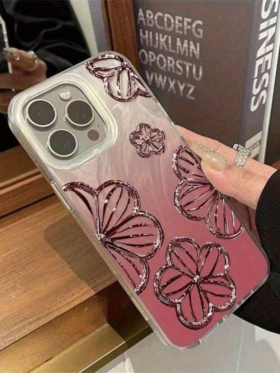 Ombre Glass Flower: Feather, Screen, Shell Lens Half-Wrapped Phone Case Compatible With Samsung Series, Compatible With Iphone Series, 14 Pro, 13 Series, 15 Plus, 14 Pro Max, 13 Series, 12, 14, 13 Soft Case, 12, 15 Pro Max, 16 Series, 17 Series - Camlet - View 1