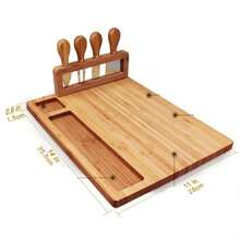 4pcs Cheese Board Set, 4pcs Cheese Knife Set, Wooden Bread Board & Cutting Board For Kitchen - Brown - View 6