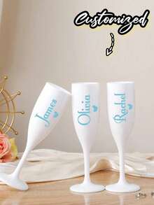 1 Piece Of Acrylic Champagne Flute, Customizable Plastic Stemware, Made Of Shatterproof And Pressure-Resistant Pp Material, Elegant Plastic Champagne Glasses For Wedding Toasts, Engagement Parties, Graduation Ceremonies, Bachelorette Parties, Baby Showers, Birthdays, Multifunctional, Decorative, And Reusable. - Multicolor - View 6