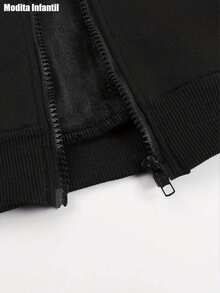 KIDB005|Chaqueta con Capucha y Cremallera para Niños y Niñas con Estampado de Cara de Dibujos Animados - Tejido Suave y Ligero, Lavable a Máquina, Cierre Completo con Cremallera, Bolsillos Delanteros - R - Negro - Ver 5