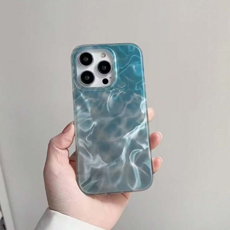 1pc New Asymmetrical Shell Tie Dye Water Wave Pattern Fashionable Phone Case Compatible With IPhone 11/12/12 Pro, 13/14/15, 13 Pro/14 Pro/15 Pro, 12 Pro Max/13 Pro Max/14 Pro Max/15 Pro Max, 16, 16 Pro, 16 Pro Max, 17, 17 Pro, 17 Pro Max, Shock-Proof, Unisex, Couples, Birthday, Exquisite Gift - Multicolor - View 1