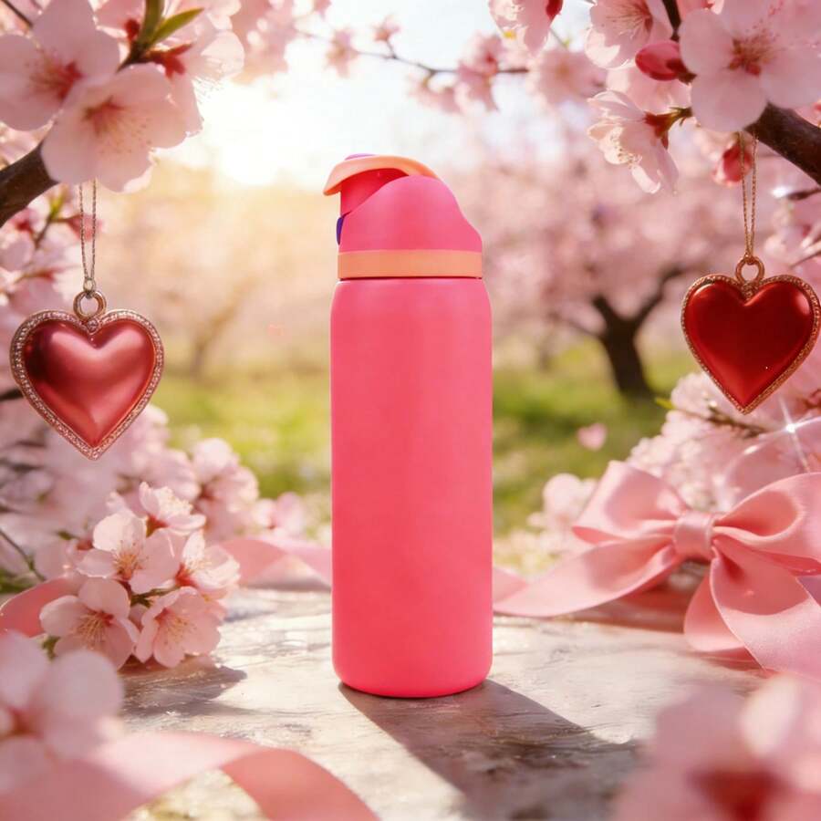 Owa Laaa Hot Pink Insulated Stainless Steel Water Bottle With Straw, Sports Water Bottle, Great For Travel, 32 Oz, It Is Suitable As A Gift For Birthdays, Halloween, Thanksgiving, Valentine's Day, Christmas And New Year. - Màu Hồng Tươi - Xem 1