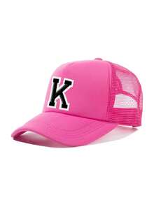 1pc 26 Alphabet Truck Cap, Fashionable Multifunctional Mesh Breathable Sun Hat, Suitable For Daily Life As A Gift - Hot Pink - View 8