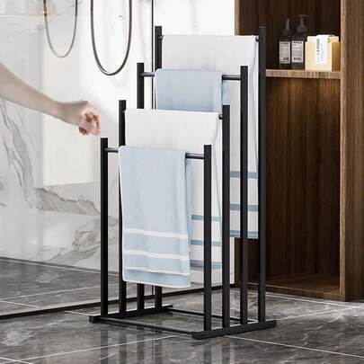 4-Tier Space Saving Towel Rack - Freestanding Bathroom Storage Organizer With Multiple Bars, Keeps Towels Dry And Easy To Access, Ideal For Bathroom And Guest Room