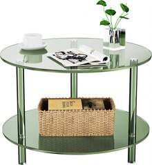 Mesa de centro de acrílico, pequeña mesa redonda moderna para sala de estar, 23.6' de profundidad x 23.6' de ancho x 16.5' de alto (naranja), YXCJ-DA - rosa - Ver 12