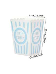 10pcs/30pcs/50pcs Classic Light Blue Striped Popcorn Boxes, Blue & White Striped Paper Popcorn Containers Suitable For Movie Night, Carnival, Birthday, Baby Shower, Gender Reveal, Wedding And More Occasions - 藍色紋路 - 查看 2