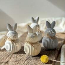 Resin Mold Striped Rabbit Ornament Epoxy Resin Dropper Silicone Mold DIY Easter Rabbit Candle Gypsum Clay Ornament Mold Desktop Ornament Gift Making Mold Striped Rabbit Ornament Silicone Mold - Rabbit - View 8