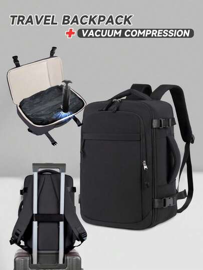 Myco Vacuum Compression Travel Backpack, Carry-On Approved, Includes Manual Air Pump, 51% More Capacity With Vacuum Compression, Fits In Suitcase, Vacuum Compression Backpack, Airplane Travel Backpack, Air Cushion Travel Bag, Vacation Travel Bag