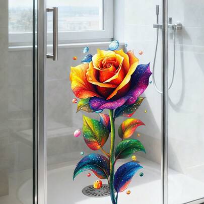 1/3 pezzi Adesivi floreali da finestra, PVC riutilizzabile con adesione elettrostatica, adatti per porte e finestre in vetro di bagni, soggiorni, camere da letto e sale da pranzo; pellicola artistica per privacy.