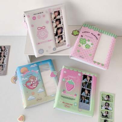 1pc Cartoon Four-Leaf Clover Life 4-Grid Card Album 6-Inch 1-Compartment Postcard Holder Photo Album