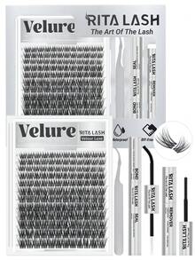 Velure | RITALASH 144pcs Velour Luxe Collection Upgrade U Lashes With Ultra-Dense, Waterproof, Long-Lasting Lashes | Venus | Natural Daily | Beginner-Friendly DIY Lashes For A Flawless, Voluminous Look | & Must-Have Clusters - Black - View 1
