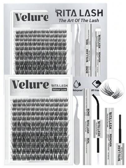  Velure | RITALASH 144pcs Velour Luxe Collection Upgrade U Lashes With Ultra-Dense, Waterproof, Long-Lasting Lashes | Venus | Natural Daily | Beginner-Friendly DIY Lashes For A Flawless, Voluminous Look | & Must-Have Clusters