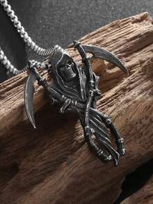 1PC Retro Gothic Hell Reaper Scythe Skeleton Pendant Necklace For Men And Women Punk Style Rock Party Jewelry Gift - Fashion - View 5