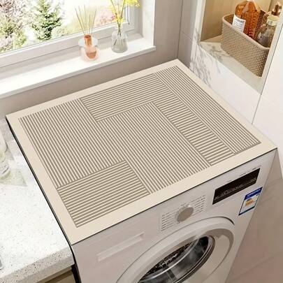 Modern Geometric Striped Washing Machine And Dryer Cover Protector Pad