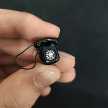 1/2pcs 1:12 Mini Vintage Rotary Phone Model Ornament, Pocket Scene DIY Accessory, Perfect For Dollhouse Decoration, Dollhouse Decor, Home Decor, Desk Decor, Cute Mini, Suitable For Collectors - one-size - View 6
