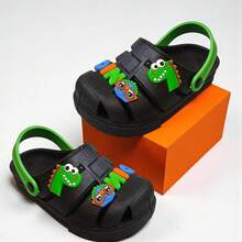 Sandalia Infantil para meninos dinossauro babuche - Preto - Visão 2