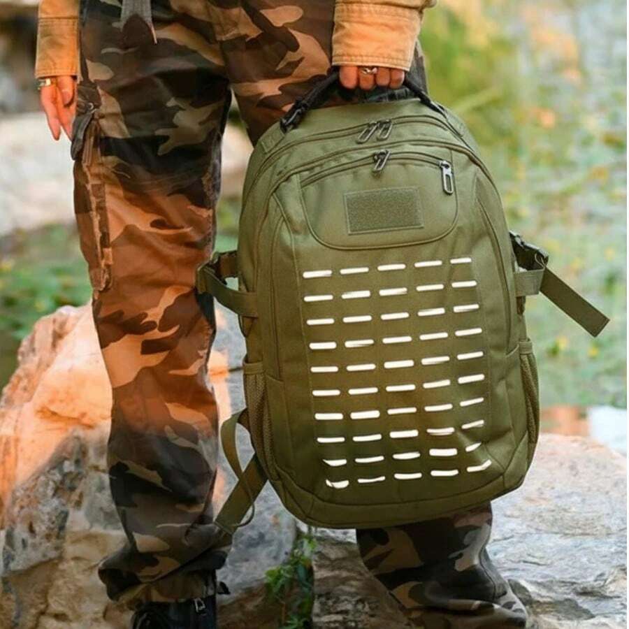 Mochila Táctica Funcional con Reflejante y Usb, Mochila para Senderismo al aire libre, Campin, Ciclismo - Verde militar - Ver 1