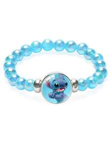 莉萝与史迪奇天使粉色裂纹水晶珠手链 - 可爱卡通人物弹力手链，适合女孩、儿童、青少年，是友谊手链、儿童生日派对礼物、日常上学装扮、节日礼物和派对配饰的理想之选。 - 彩色 - 查看 11