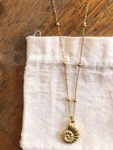 1 pieza Collar colgante de concha de acero inoxidable resistente al agua y a la decoloración, adecuado para el uso diario de las mujeres - collar de caracola - Ver 3