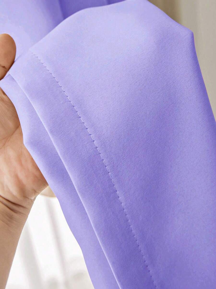 1片纯色涤纶窗帘,遮光窗帘,适用于客厅、卧室,紫色 - 紫色 - 查看 1