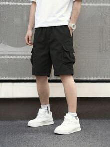 1件装 青少年男童耐穿透气休闲户外运动百搭街头风短裤，夏季 - 黑色 - 查看 4