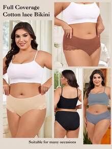 6 chiếc/gói Quần lót nữ cỡ lớn bằng cotton ren, co giãn và thoải mái, size 0XL-4XL - Nhiều màu - Xem 4