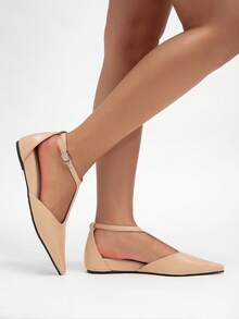 French Elegant Mid-Heel Casual Fashion Mary Jane Pointed Toe Retro Shoes - Apricot - View 4