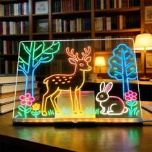 Tablero de escritura luminoso de acrílico, tablero de mensajes, tablero de dibujo infantil, soporte LED pintado a mano DIY - Multicolor - Ver 3