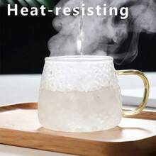 1pc 350ml Hammered Glass Cup, Transparent Thick Tea Cup, Household Kung Fu Tea Cup, Teacup With Handle, Yellow - Transparent - View 5