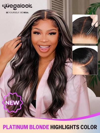 MEGALOOK Fashion Ombre Long Curly Lace Front Wig
