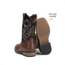 Boys Cowboy Boots Kids Classic Western Boots Square Toe Girls Cowgirl Boots For Toddler/Little Kid/Big Kid - 深棕色 - 查看 4