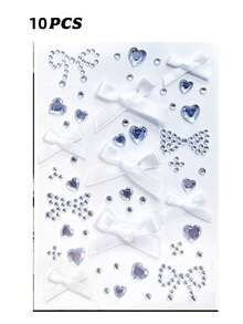 1/2/3/5/10件装可爱蝴蝶结和心形水钻饰品，设计迷人。可爱的蝴蝶结、甜美的心形和闪亮的水钻，瞬间为您的造型增添一丝俏皮和魅力。无论您喜欢甜美少女风，还是想要展现大胆的时尚态度，这些配饰都能满足您的需求。 - 彩色 - 查看 39