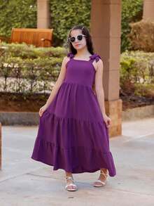 TRES MARIAS LONG STRAP DRESS FOR CHILDREN/ YOUTHS/ GIRLS - Purple - View 5