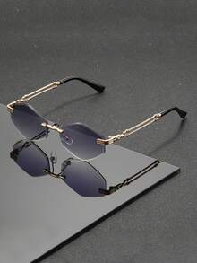 1 Pair Rhombus Frameless Glasses - New Fashion Glasses - Retro Glasses - Chic Glasses, Unisex - Multicolor - View 8