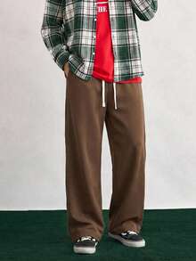 Open Phase 男士加厚时尚休闲宽松直筒裤，适合秋季、春季到夏季穿着，复古美式风格，男女皆宜，宽松版型夏季服装——适合日常穿着和夏季度假穿着。 - 咖啡棕 - 查看 2