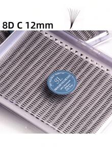 每盒800片，20排，超大容量托盘，蓬松3D/4D/5D/6D/8D/10D/2D俄式浓密预制睫毛簇，超快速嫁接，纤细纤长根部，进口韩国PBT纤维，超黑超柔软，C/D卷度，8-15mm预制睫毛簇，专业级 - C - 查看 53