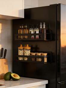 Bộ 2 kệ đựng đồ gắn tủ lạnh từ tính, kệ trang trí nhà bếp bằng sắt không cần khoan, giá treo gia vị và dụng cụ nhiều tầng cỡ nhỏ và lớn, quà tặng tân gia, Giáng sinh, năm mới, kệ đựng đồ gắn bên hông tủ bếp. - Nhiều màu - Xem 2