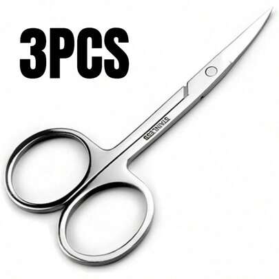 Small Eyebrow Scissors All Purpose - FEITA Mini Women's Grooming Metal Steel Curved Cutting Scissors For Brow, Lash, Nose Hair, Mustache, Nail, Craft