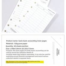 40pcs A6/A7 Budget Planner Planning Inner Pages, Extremely Simple Style, Budget Planner & Expense Tracker, Undated Account Book For Effective Money Management, Financial Planner - Minimalist Accounting - View 5