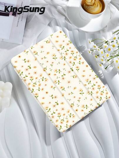 Kingsung Flower Floral Daisy Pattern Tablet Case, Compatible With 9.7/10.2/10.5/10.9/12.9/Pro 11, 10th Generation, Compatible With Samsung Galaxy Tab S6 Lite 10.4-Inch, Compatible With Kindle Paperwhite 12th Gen 2024, Kindle (11th Generation) 2022 Version, Soft Fall Protection, Smart Stand/Auto Wake/Sleep