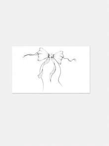 1pc Fashionable Sensual Vibe Line Ribbon Bow Tattoo Sticker, Sweet Girl Fake Waterproof Sweat-Proof Washable Tattoo Sticker - Black - View 5