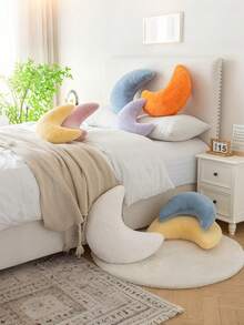 Almofada Decorativa em Forma de Lua de Pelúcia Sintética Macia, Adequada para Cama e Sofá. Almofada em Forma de Lua, Tapete Felpudo, Decoração de Almofada para Sofá, Quarto e Sala de Estar - Um Presente Perfeito para Família e Amigos. - Rosa chiclete - Visão 6