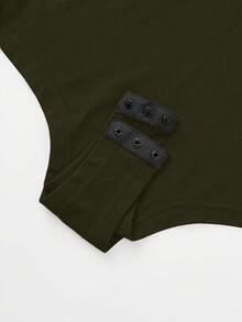 Body cómodo de maternidad, manga larga con cuello en V profundo, tela de alta elasticidad, ropa de embarazo versátil - Verde Oscuro - Ver 10