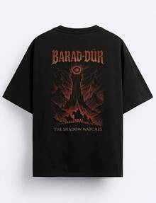 LOTR Barad-Dûr Dark Tower Shirt,  Graphic , Eye Of Sauron Sy Shirt, Middle Earth Gift, The Dow Watches T-Shirt220G High-Density Pure Cotton T-Shirt - Ft And Gentle, I For Daily Wear, Gym Sessions, 220G Heavyweight 100% Cotton T-Shirt. -Thicker, Softer, And Stronger T Your Average . This Heavyweight Essential Brings Pm Comfort And Rugged Performance Together. I For Layering, Lounging, Or Hitting The Streets In Style. Fade-Resistant And Pre-Sunk For A Reliable Fit Every Time. - 黑色 - 查看 1
