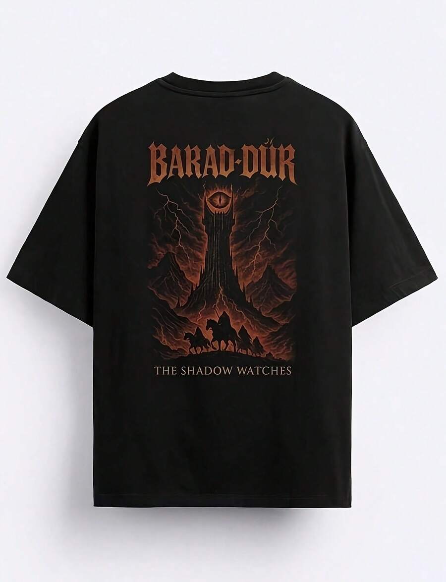 LOTR Barad-Dûr Dark Tower Shirt, Graphic , Eye Of Sauron Sy Shirt, Middle Earth Gift, The Dow Watches T-Shirt220G High-Density Pure Cotton T-Shirt - Ft And Gentle, I For Daily Wear, Gym Sessions, 220G Heavyweight 100% Cotton T-Shirt. -Thicker, Softer, And Stronger T Your Average . This Heavyweight Essential Brings Pm Comfort And Rugged Performance Together. I For Layering, Lounging, Or Hitting The Streets In Style. Fade-Resistant And Pre-Sunk For A Reliable Fit Every Time. - 黑色 - 查看 1