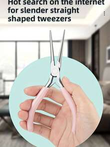 1件装，长柄尖嘴钳，不锈钢塑形镊子，指甲油延长器，指甲塑形夹，美甲工具 - 彩色 - 查看 5