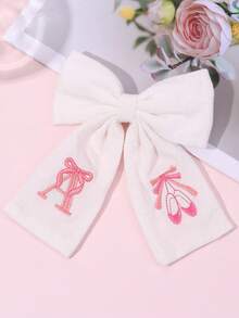 1件粉色A-Z 26字母刺繡蝴蝶結髮夾，甜美芭蕾舞鞋設計白色亞麻布髮夾，優雅生日春季返校季 - 彩色 - 查看 22